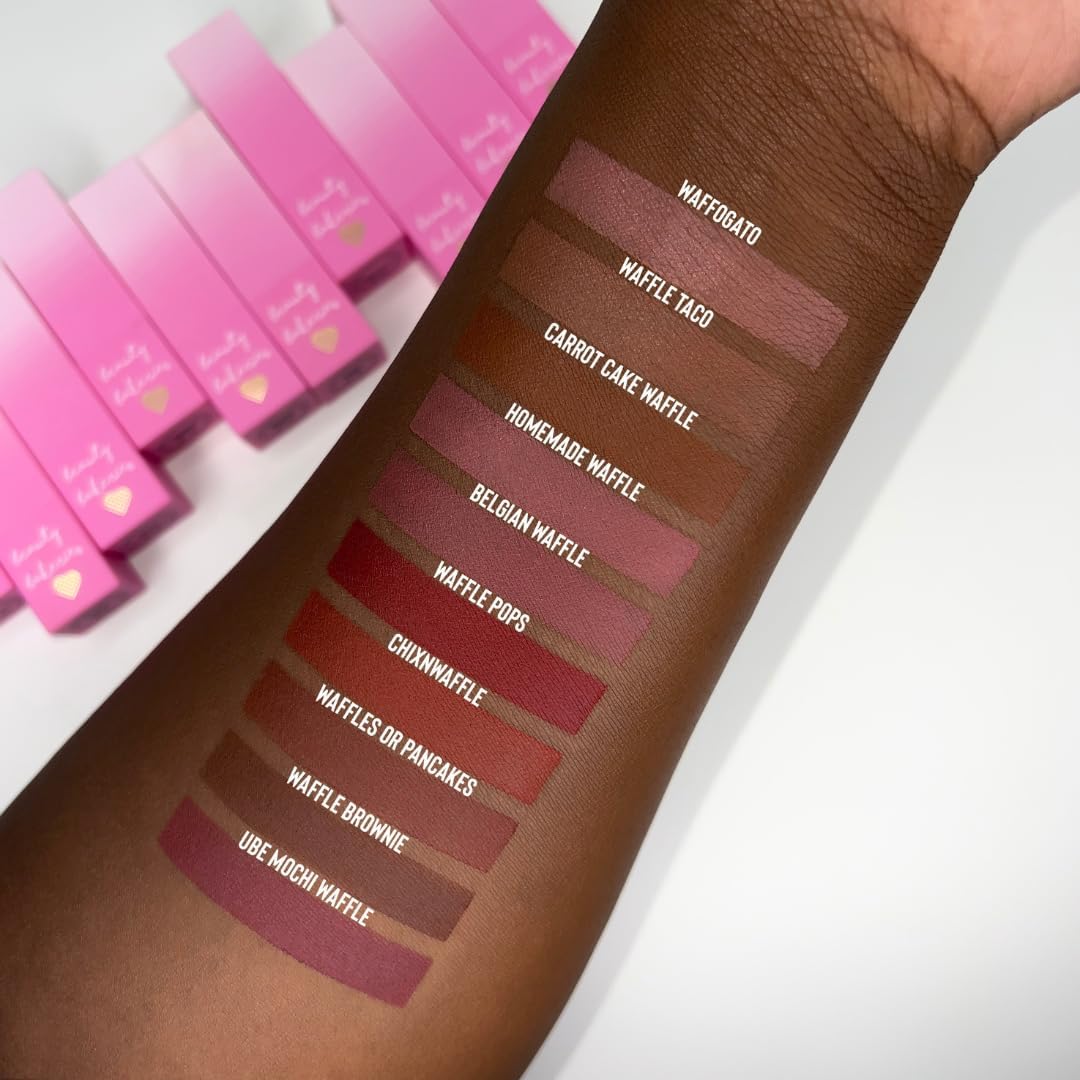 Beauty Bakerie Makeup Matte Lipstick, Long Lasting 24hr Wear Lip Stick for Women, Smooth Matte Finish, Highly Pigmented, Moisturizing, Smudge-Proof Matt Lipsticks, 3.5g, Waffle Taco
