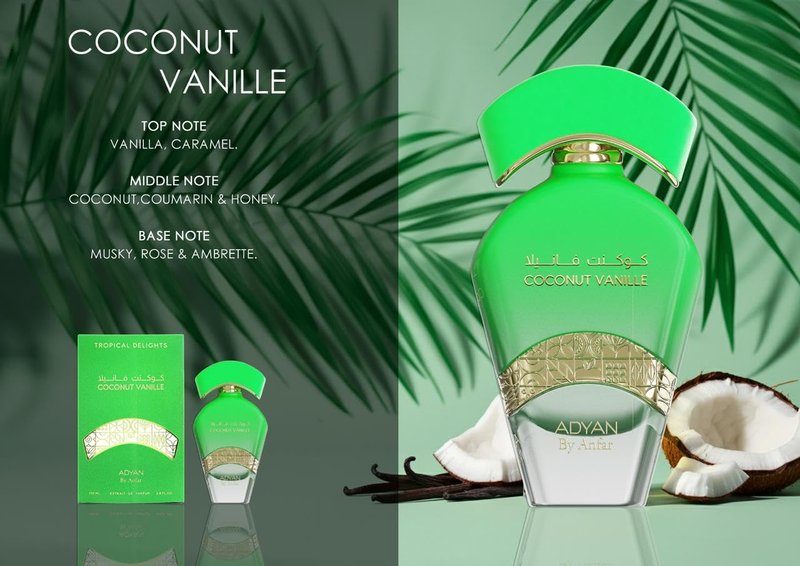 Adyan Coconut Vanille Eau de Parfum – Tropical Delights Collection | Unisex Perfume | 100ml