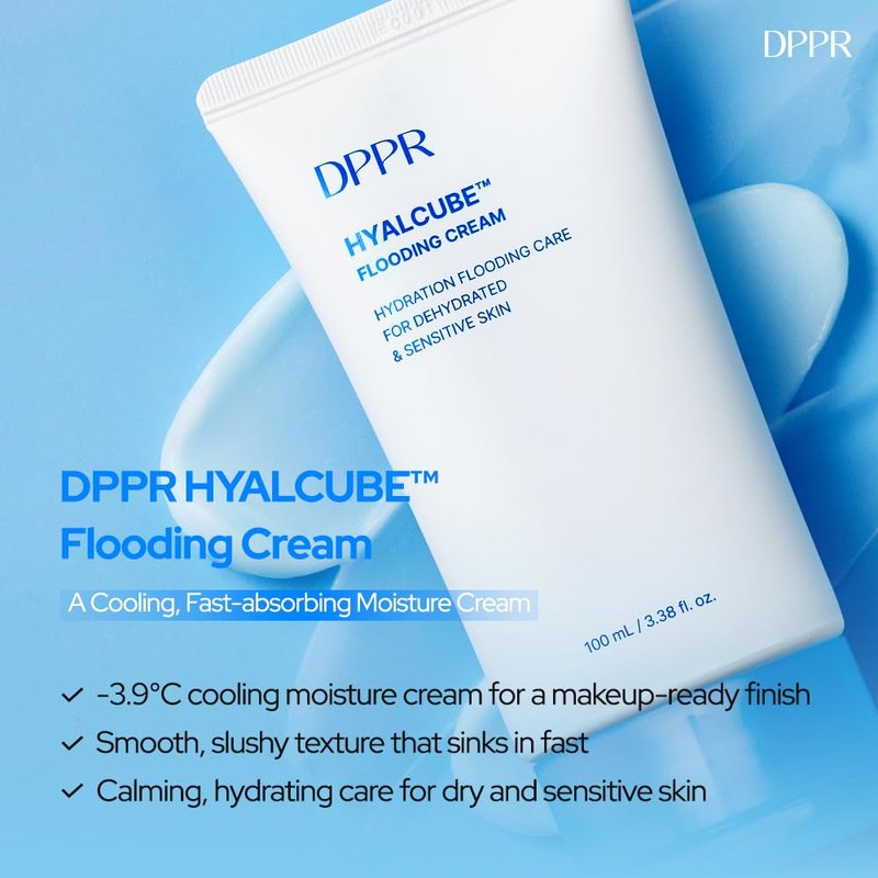 Hyalcube Flooding Cream - Korean Face Moisturizer for All Skin Types | Deep Hydration & Glowy Skin, 3.38 fl. oz / 100ml