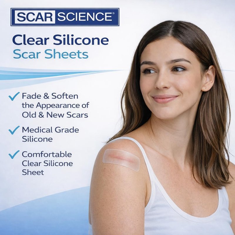 Medical Grade Silicone Scar Sheets - Silicone Scar Tape for Surgical Scars - Durable and Reusable Breathable Gel Sheets with Storage Case - Small 3-Inch, 8-Pack