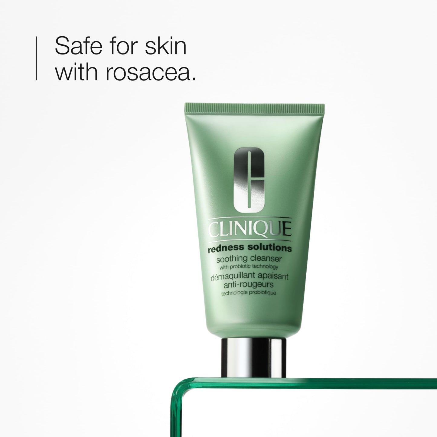 Clinique Redness Solutions Soothing Oil Free Face Cream Cleanser with Probiotic Technology | Appropriate for Skin with Rosacea, 5 Fl Oz