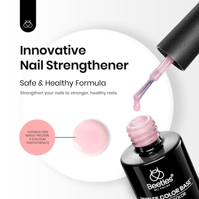 Beetles 12 Color Rubber Base Gel Polish, Nude Gel Nail Polish 5 in 1 Nude Porcelain Milky White Strengthener Soak Off U V Nail Art Design DIY at Home Gifts for Women