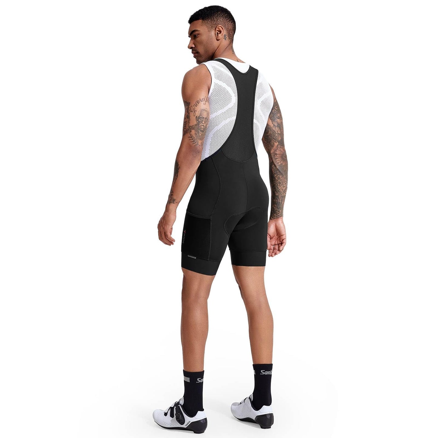 Santic Men's Cycling Bibs Shorts Cycle Wear Tights 4D Padded Road Bike Bicycle Shorts with Pocket Blue