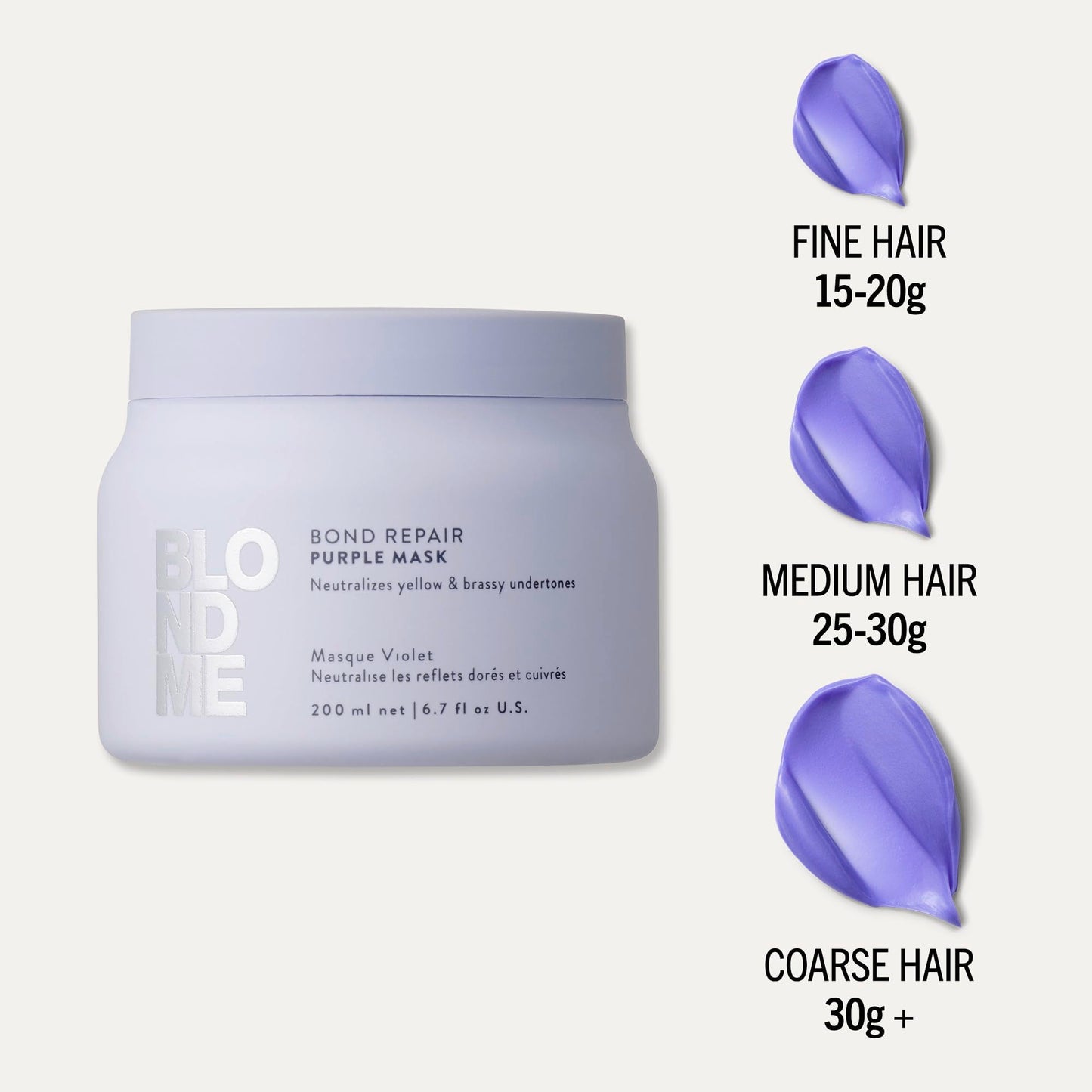 BlondMe Bond Repair Purple Mask for Blonde Hair | Neutralizes Yellow & Brassy Tones | Maintain, Refresh, & Enrich | For Moisturized, Healthy-Looking Cool-Toned Blondes