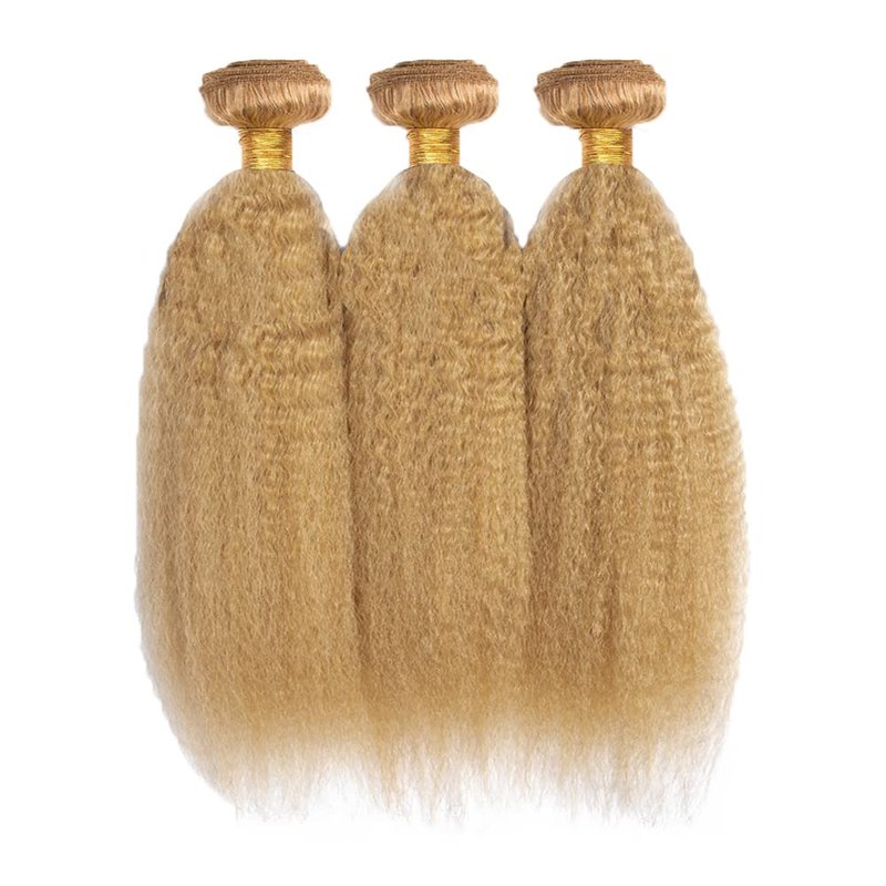 26 28 30 Inch Honey Blonde Bundles Color #27 Kinky Straight Human Hair Extensions Brazilian Virgin Hair 3 Bundles Hair Weave