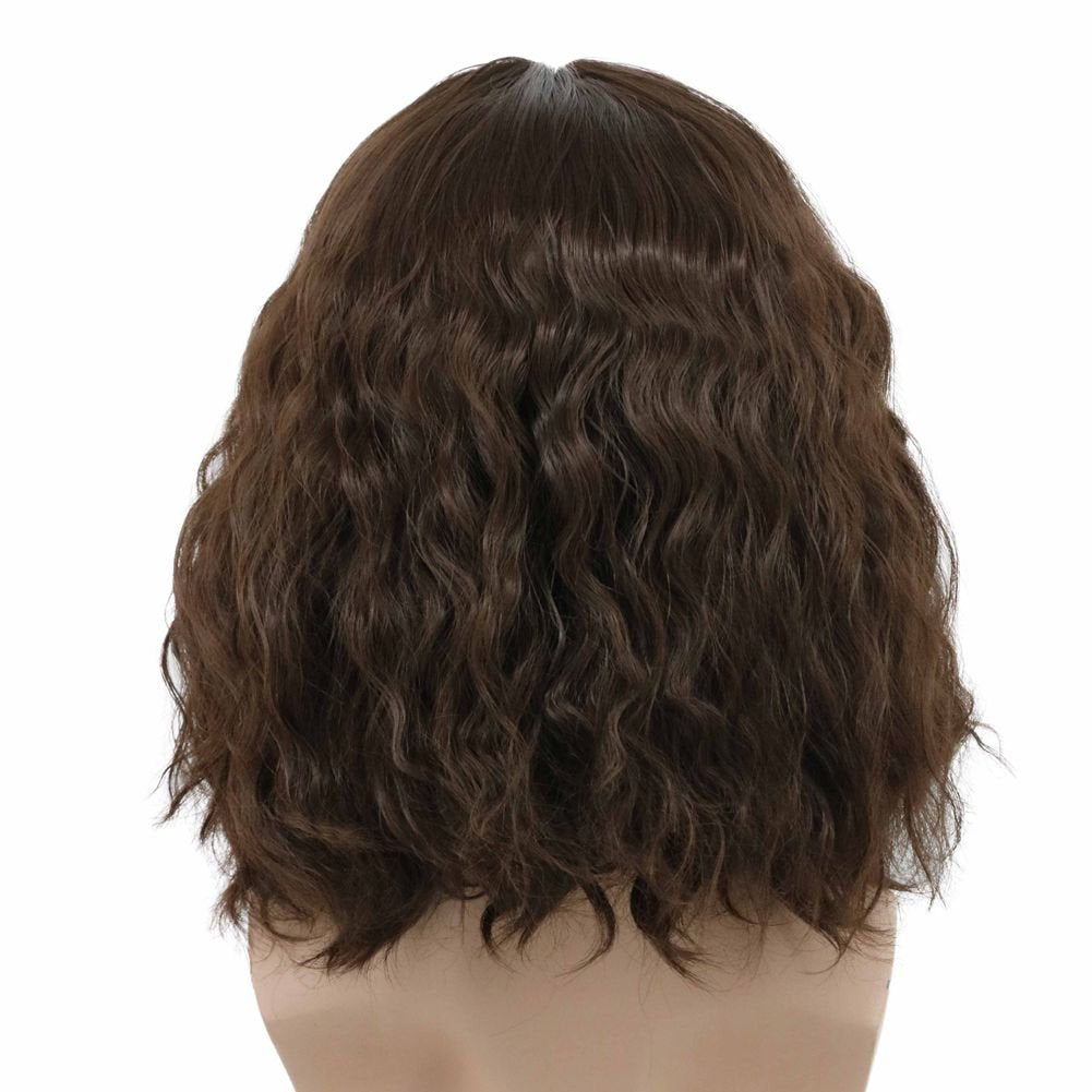 karlery Men Fluffy Short Curly Brown Wig Halloween Cosplay Wig Anime Costume Wig (2)