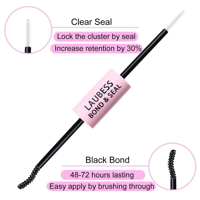Lash Extension Kit 40D Clusters With Bond, Seal, Remover, Tweezers, Brush - DIY Individual Eyelashes Waterproof Set (40D-0.07D-9-16Mix)