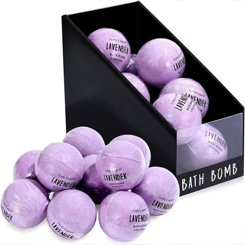 Bath Bombs Gift Set - 10 Handmade Lavender Essential Oil Bombs | Perfect Birthday & Mother's Day Gift for Women
