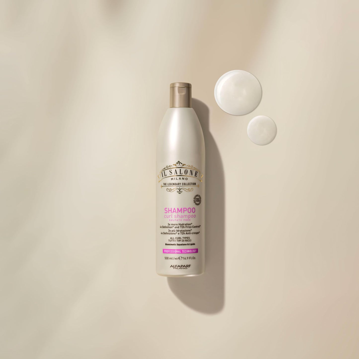 Il Salone Milano Professional Curl Hydration Shampoo - Moisturizes, Defines, Controls Frizz - Sulfate Free Shampoo for All Curl Types - Repairs and Protects - (16.9 fl oz / 500ml)
