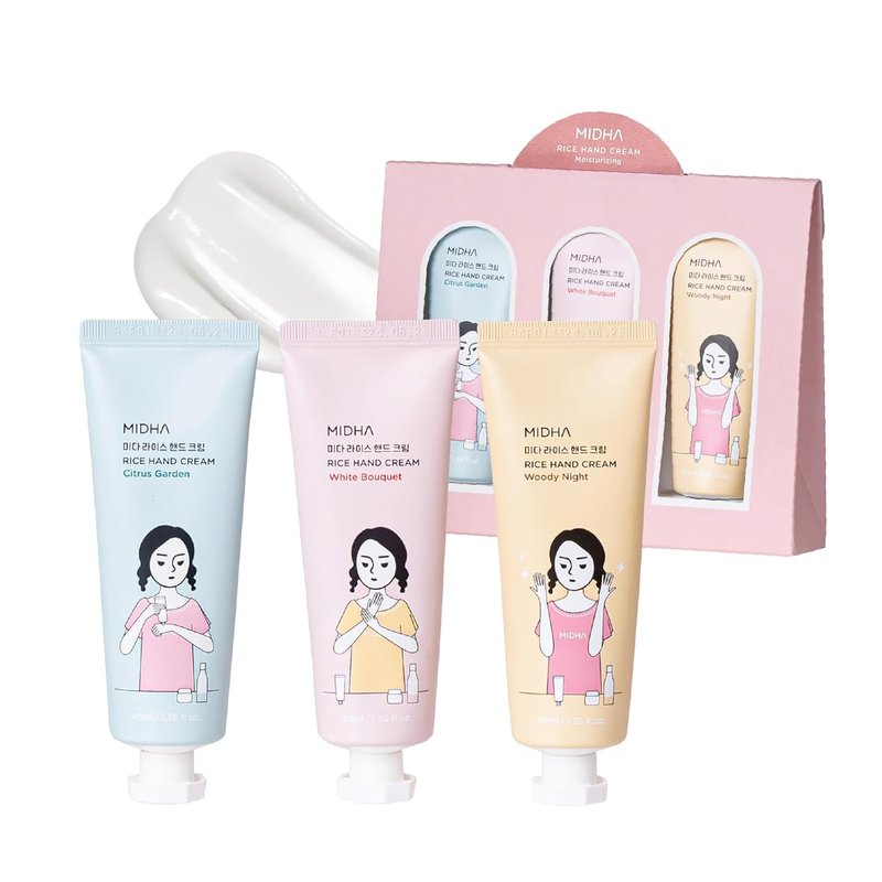 Rice Hand Cream Set - Moisturizing & Hydrating Formula | Non-Greasy, Lightweight, 1.35fl.oz/40ml