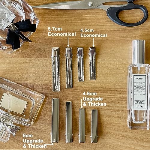 HiJeaton Hair Clips for Hair Bows, 150Pcs Alligator Metal Clip (4.5cm/1.77"), Gator Hairdresser Clips for Bow Making, Large Plain DIY Clips Supplies for Crafts