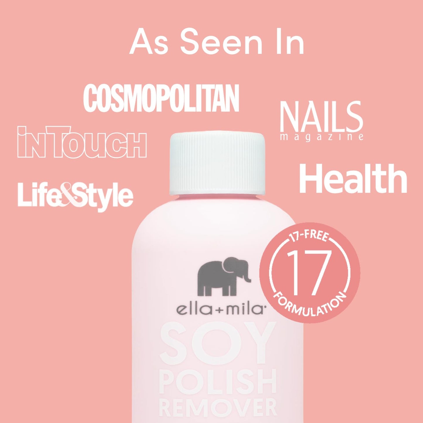 ella+mila Soy Nail Polish Remover - Non-Acetone, Non-Toxic Fingernail Polish Remover for Natural Nails - Gentle, Vegan Formula with Lavender Oil & Vitamins A, C & E (4 fl oz)