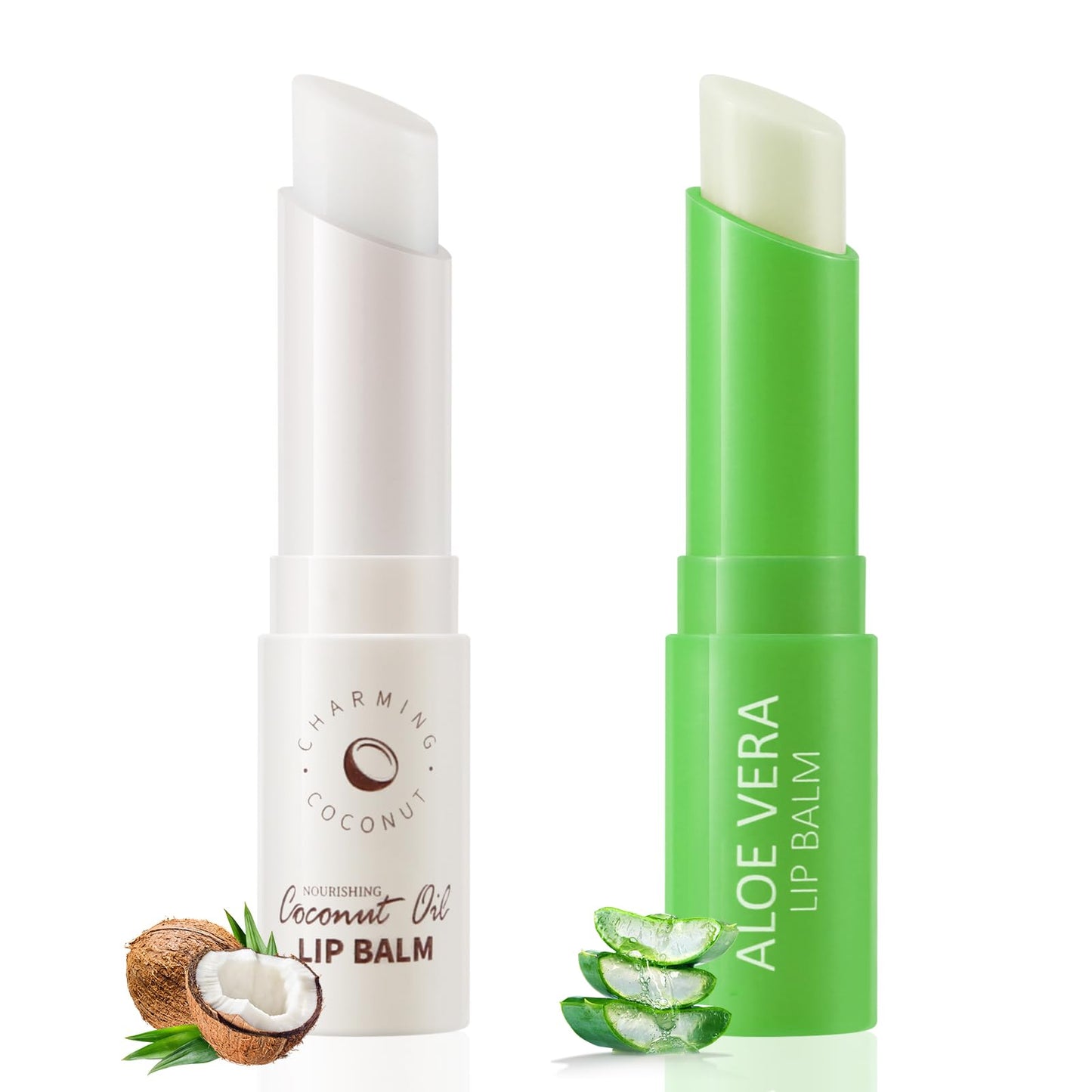 AFGHOUZ Lip Balm Lightweight All Day Hydrating Lip Care Products, Aloe Vera, Coconut,Orange, Honey, Cherry Blossoms, 2 Tubes