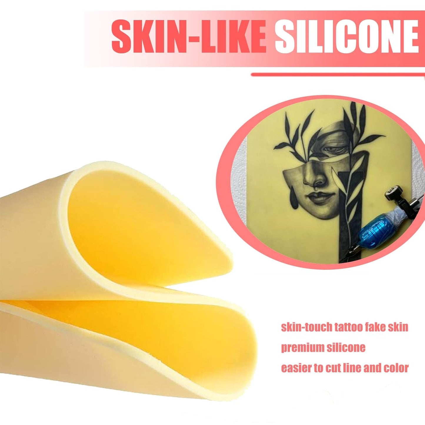 3MM Tattoo Fake Skin - 4PCS with 50PCS Tattoo Transfer Stencil Paper for Realistic Designs