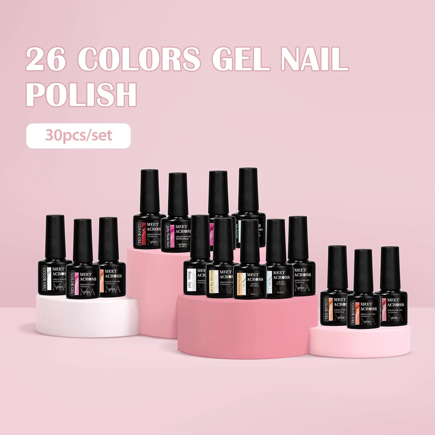 Jelly Gel Nail Polish Set - 30 Pastel Colors for French Nail Art | Semi-Transparent Sheer Effect