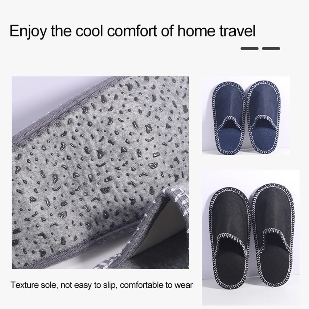 Fleece Felt Guest Slippers House Slippers Set, 6 Pairs Anti-Slip Disposable Slippers Set Washable, SPA Slippers, Men Women Felt Slippers for Guests, Ideal for Family, Hotel Travel