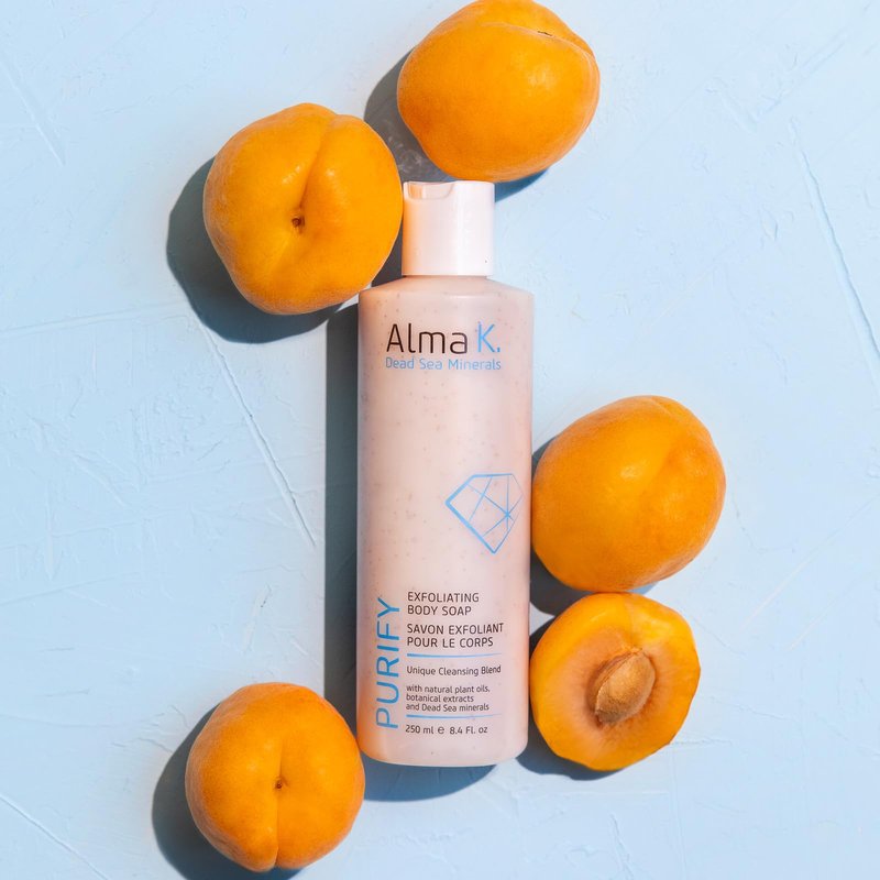 Alma K Exfoliating Body Soap - Exfoliating Body Wash for Women - Body Soap with Dead Sea Minerals - Moisturizing Natural Soap - Liquid Soap - 8.4 oz