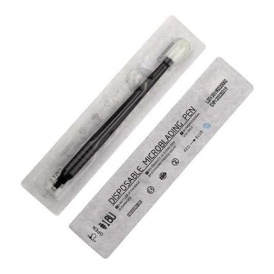 10pcs Disposable Microblading Pen 18U Nano Blades 0.16mm with Microblading Pen 18U 0.16mm Blades disposable blister package (10pcs-U18-Nano 0.16mm)