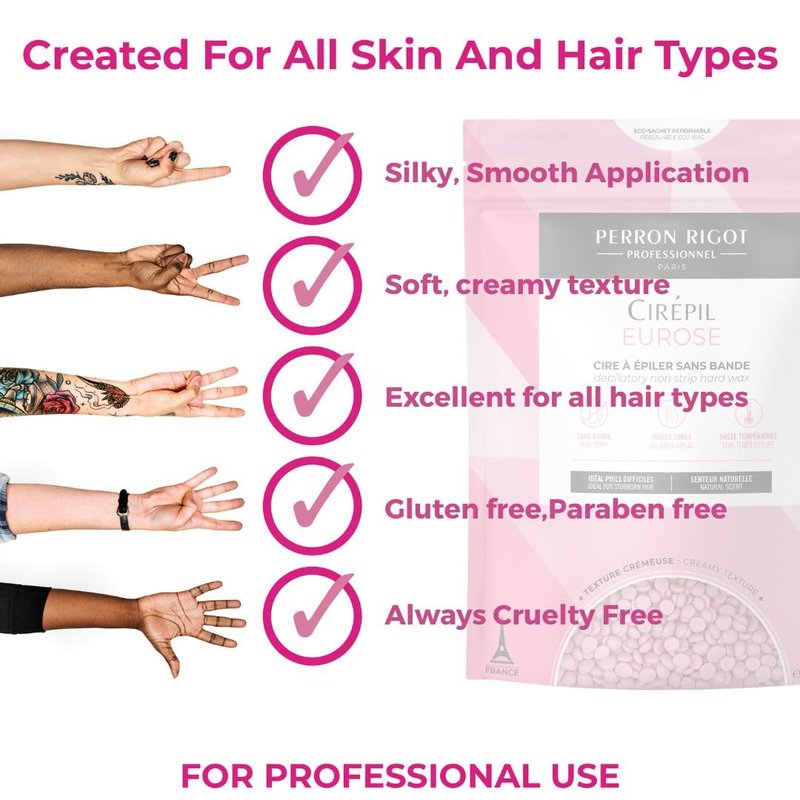 Cirepil - Eurose - 800g / 28.22 oz Hard Wax Beads Bag - All-Purpose Creamy for Face, Bikini & Body - Effective on Coarse & Fine Hair - Unscented Professional Formula - Low Temp Refill Bag
