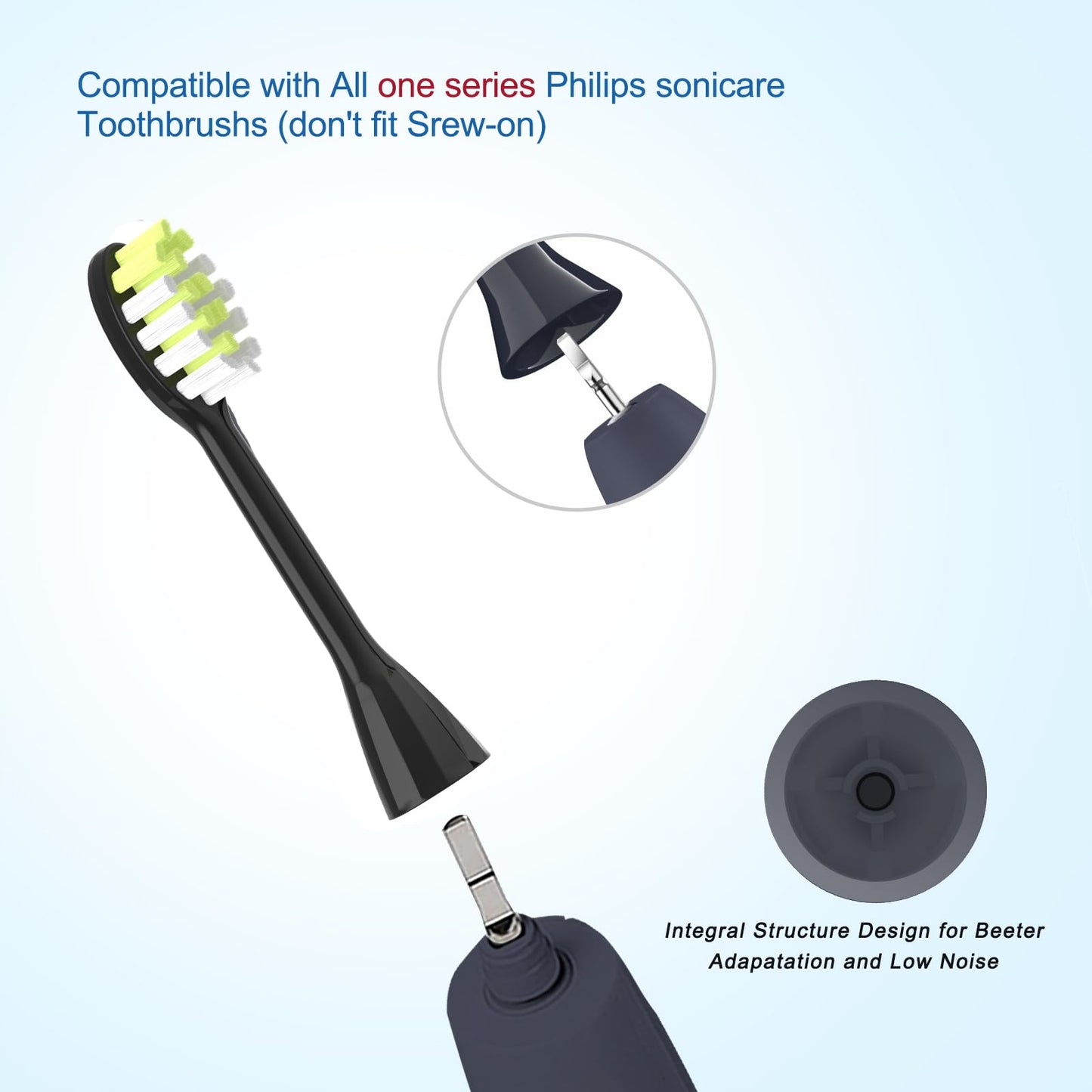 One Series Replacement Toothbrush Heads Pisonicleara Compatible with sonicare Philips BH1022/03 HY1100/02 HY1102 (8-pc) Battery Brush, Mango Snow White Travel Refill (one-Blue)