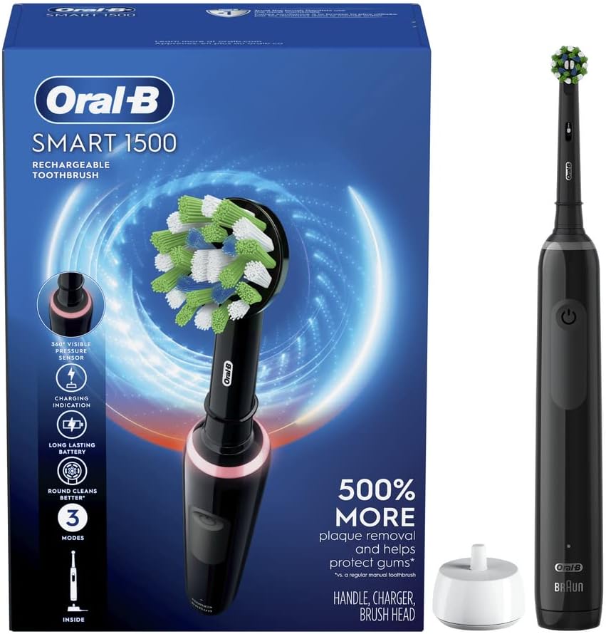 Oral-B Smart 1500 Electric Toothbrush - Rechargeable Battery, Black Color