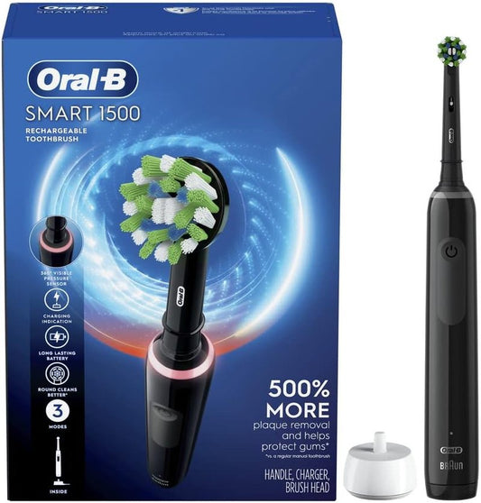 Oral-B Smart 1500 Electric Toothbrush - Rechargeable Battery, Black Color
