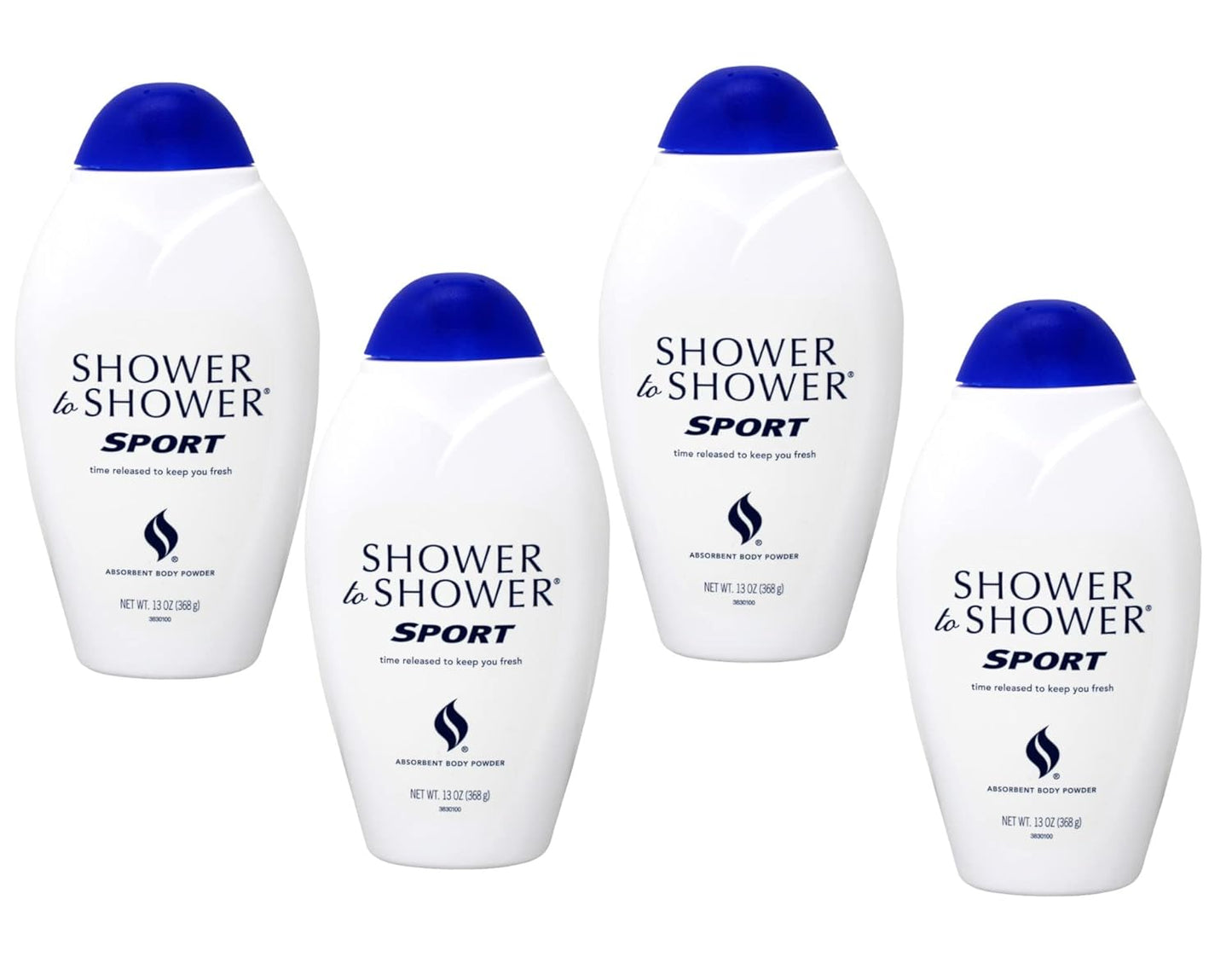 Absorbent Body Powder for Sports - Shower to Shower, 13 Ounce Bottles | Pack of 4