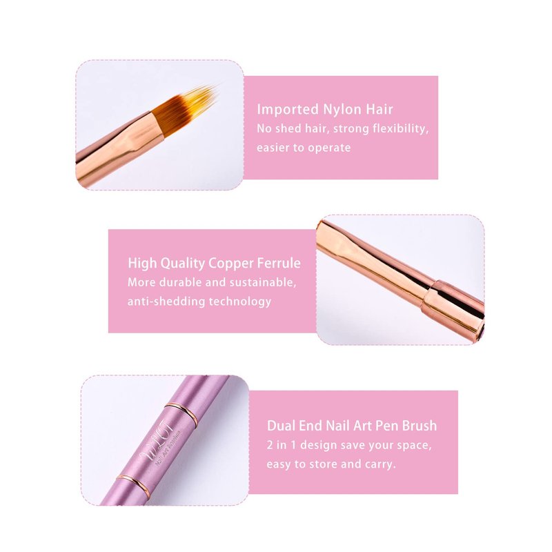Eptbsdu Nail Art Brushes, 5PC Double Ended Nail Art Design Brushes, Nail Brushes for Nail Art Striping Nail Art Brushes for Long Lines, Ombre Nail Drawing Pen for Salon at Home DIY Manicure