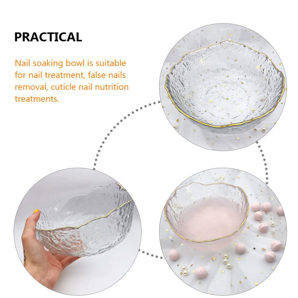 Beavorty Pedicure Bowl 1Pcs Glass Nail Soaking Bowl Nail Art Remover Soak Soaker Manicure Soaking Bowl Nail Salon Bath Bowl for Fingernail Toenail Caring Polish Removal Manicure Bowl