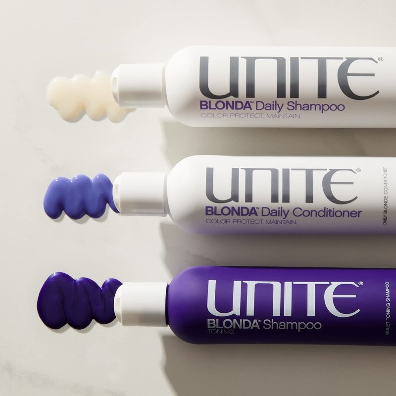 UNITE Hair – BLONDA Toning Purple Shampoo – Neutralizes Brassy & Yellow Tones in 60 Seconds – Brightens Blonde, Gray & Highlighted Hair – 8 Fl Oz