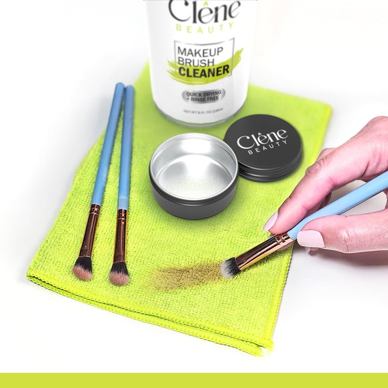 Makeup Brush Cleaner Solution - Rinse-Free Quick Drying Formula | Deep Cleans Oily Foundation (8 oz Kit)