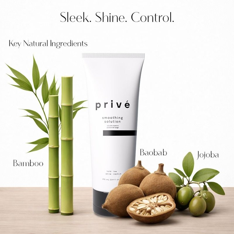 Privé Smoothing Solution - Lightweight Non-Greasy Formula with Baobab, Bamboo and Jojoba Proteins for Sleek Shiny Hair - Speeds Drying and Controls Flyaways - 5.9 oz
