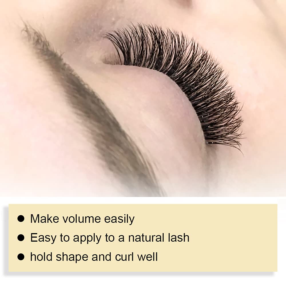 Premade Volume Eyelash Extensions 4D-D-0.07-12 Long Stem Premade Fans Eyelash Extensions Volume Lash Extensions .07 .10 Premade Volume Fans C D Curl Fans(4D-D-0.07,12 mm)