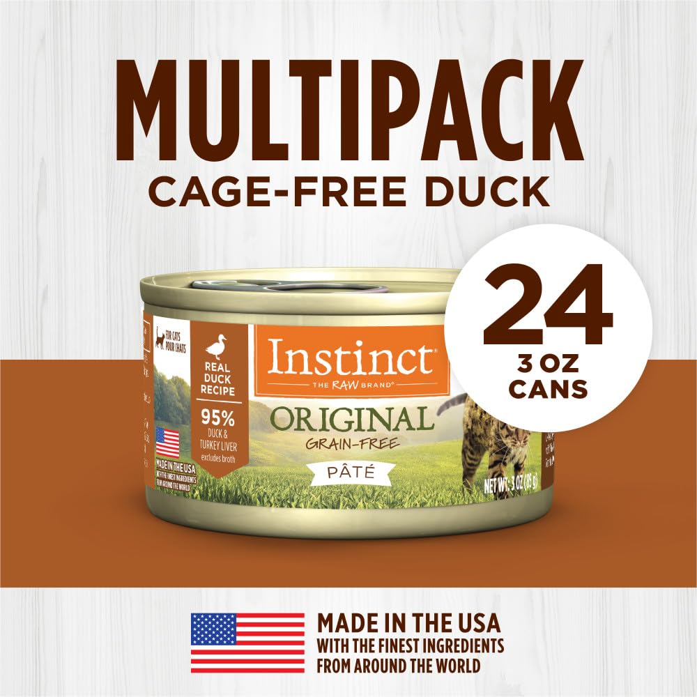 Instinct Original Pate Wet Cat Food, Grain Free Recipe - Real Duck, 3 Ounce (Pack of 24)