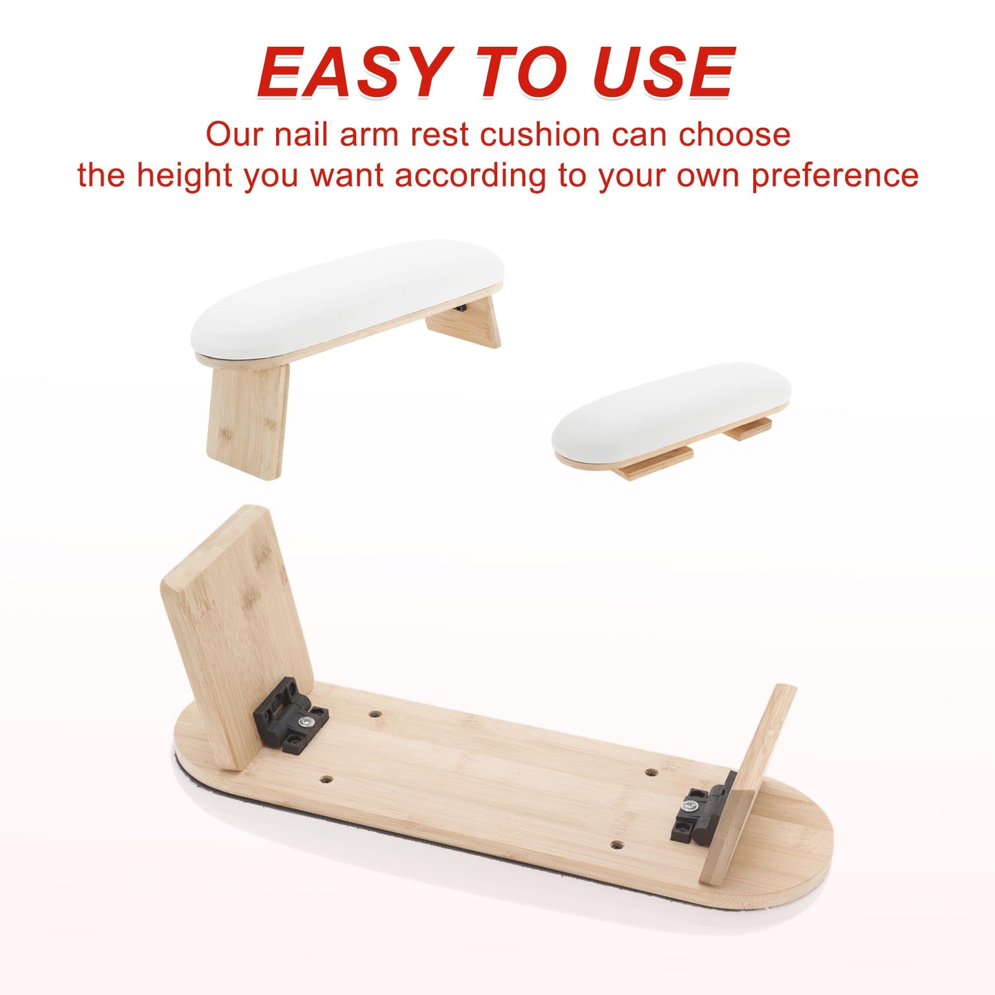 GLIDESMOOTH Arm Rest for Nails Tech, Professional Adjustable Nail Arm Rest Cushion, Nail Arm Rest, Soft Manicure Hand Rest Stand, White, 1 Set