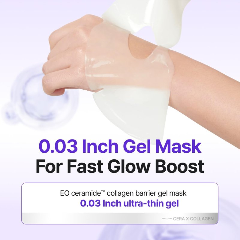 MAKEP:REM EO Ceramide Collagen Barrier Gel Mask, Ultra-Fine Overnight Hydrating Mask for Skin Barrier Support, Long-Lasting Hydration, Korean Skin Care, 0.98oz x 4EA