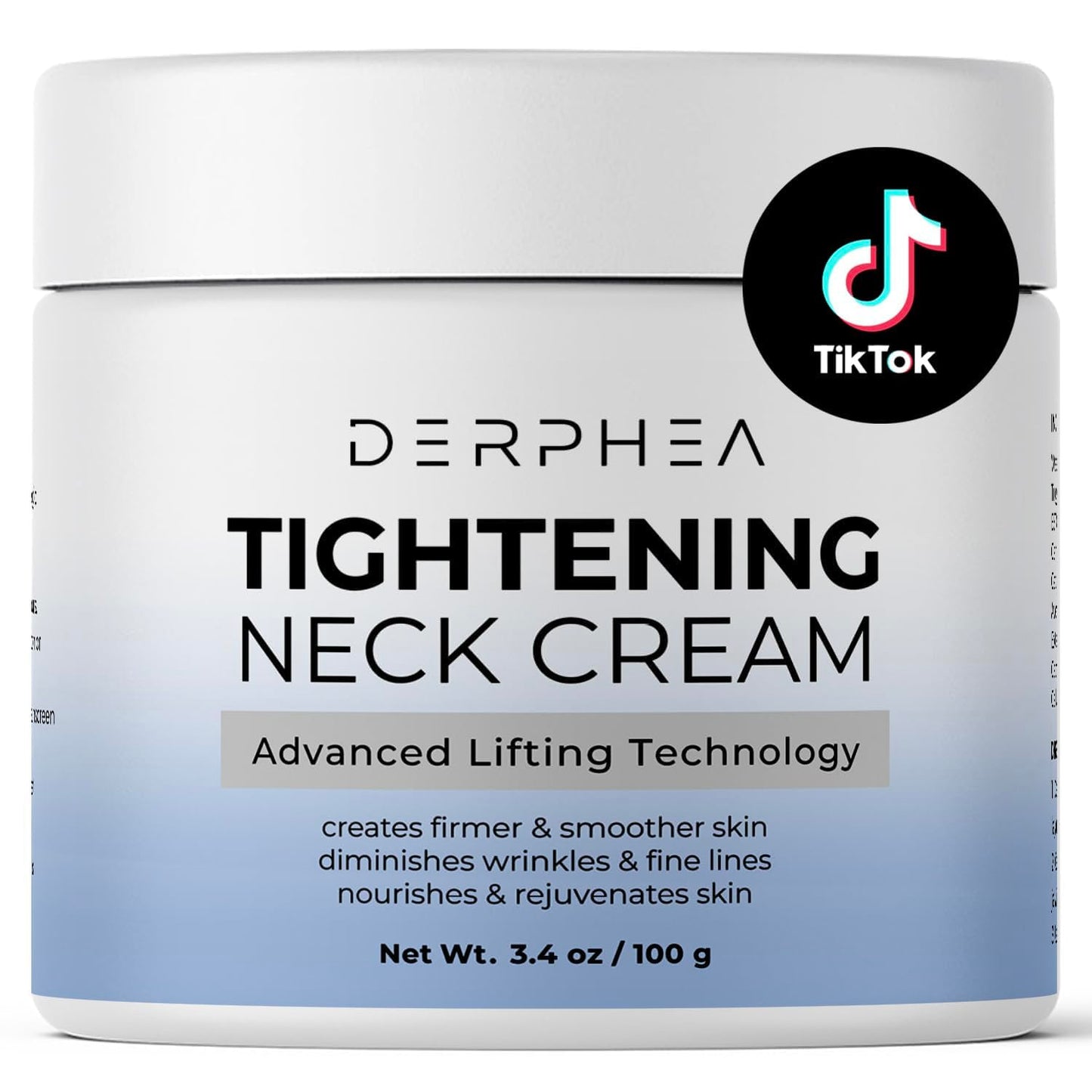 DERPHEA Neck Tightening Cream: Tighten and Lift Neck Cream For Tightening and Firming, Fine lines, Loose & Sagging On Face, Decollete & Other Skin Areas - 3.4 Fl Oz