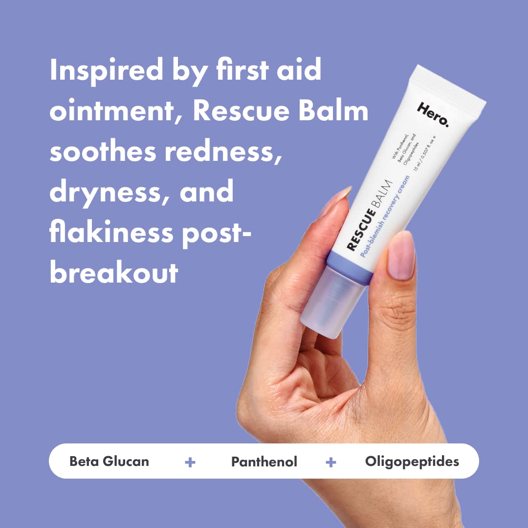 Rescue Balm Post-Blemish Recovery Cream from Hero Cosmetics - Intensive Nourishing and Calming for Dry, Red-Looking Skin After a Blemish - Dermatologist Tested and Vegan-Friendly