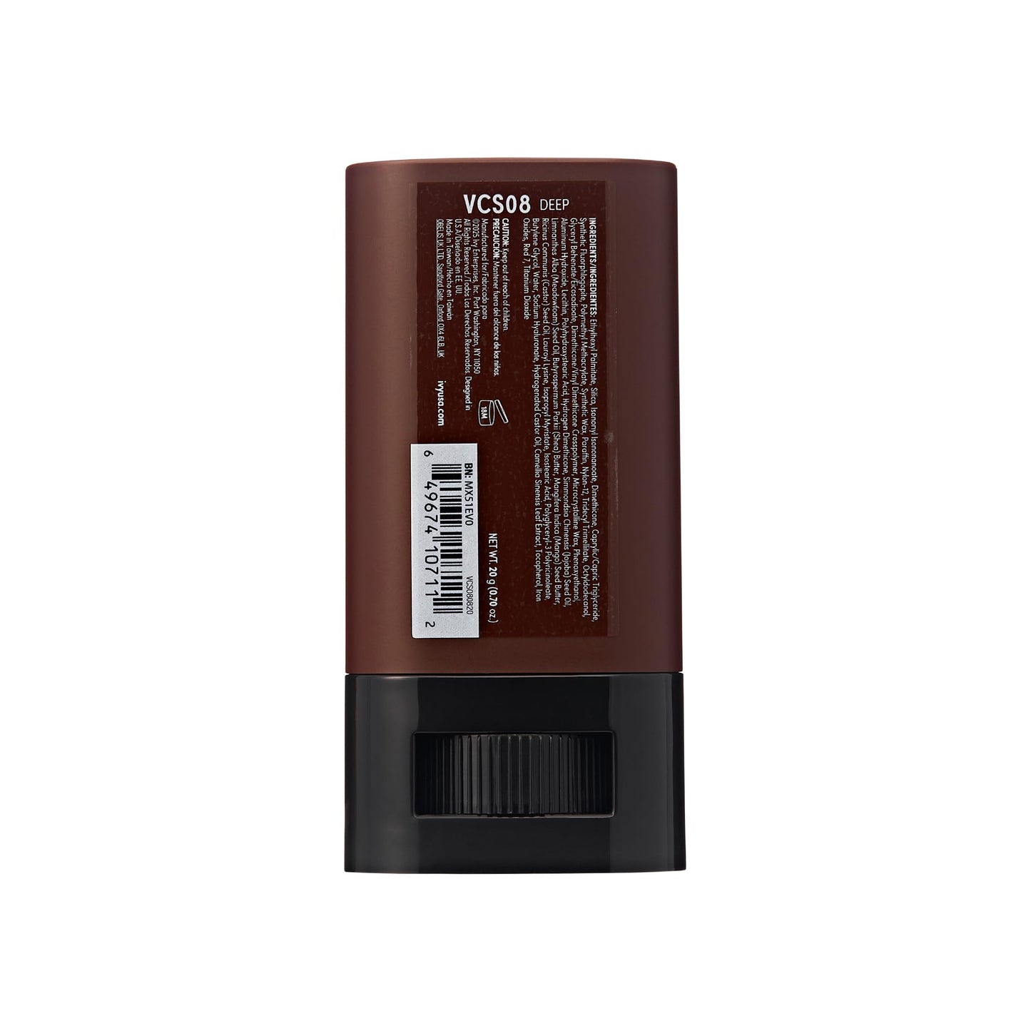 Kiss New York Airy Velvet Contour Stick, Cool Toned Face Sculpting Cream Makeup, Buildable with Lightweight Natural Finish, Hyaluronic Acid & Green Tea Extract (8 Deep, 0.70 Ounce)