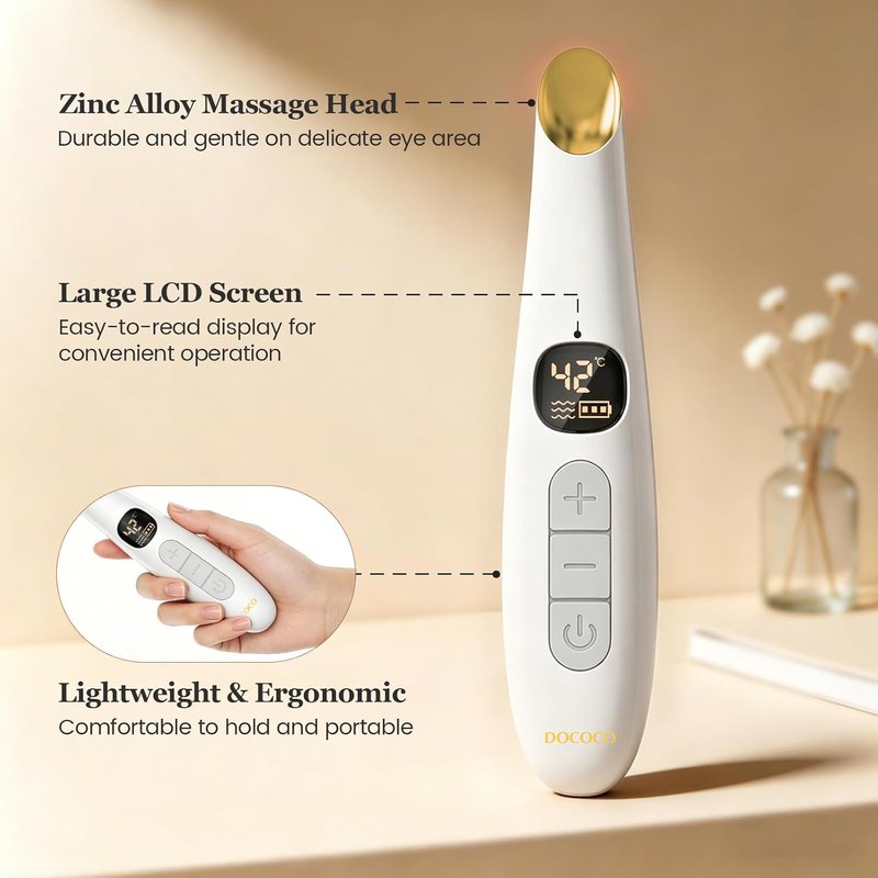 Eye Lift Wand - Temperature Control Eye Massager for Dark Circles & Puffiness | White