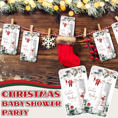 30 Pack Santa Baby Shower Games Prizes Party Gifts Bulk Lip Balms Favors for Winners Adults Guests Gender Reveal Favors Decorations Baby Shower Souvenirs Gift Bags Stuffers