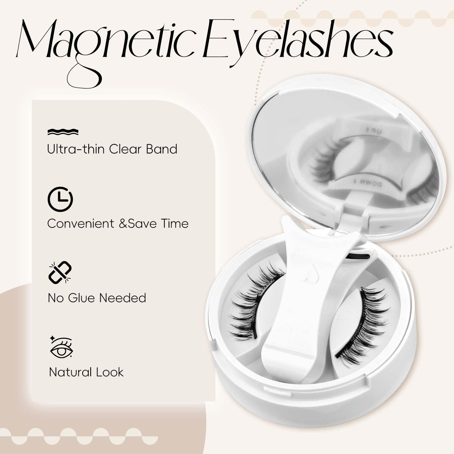 FADLASH Magnetic Eyelashes with Applicator Magnetic Lashes Reusable Natural Look Soft Magnet Eyelash Kit Easy to Wear 1 Pair (B1)
