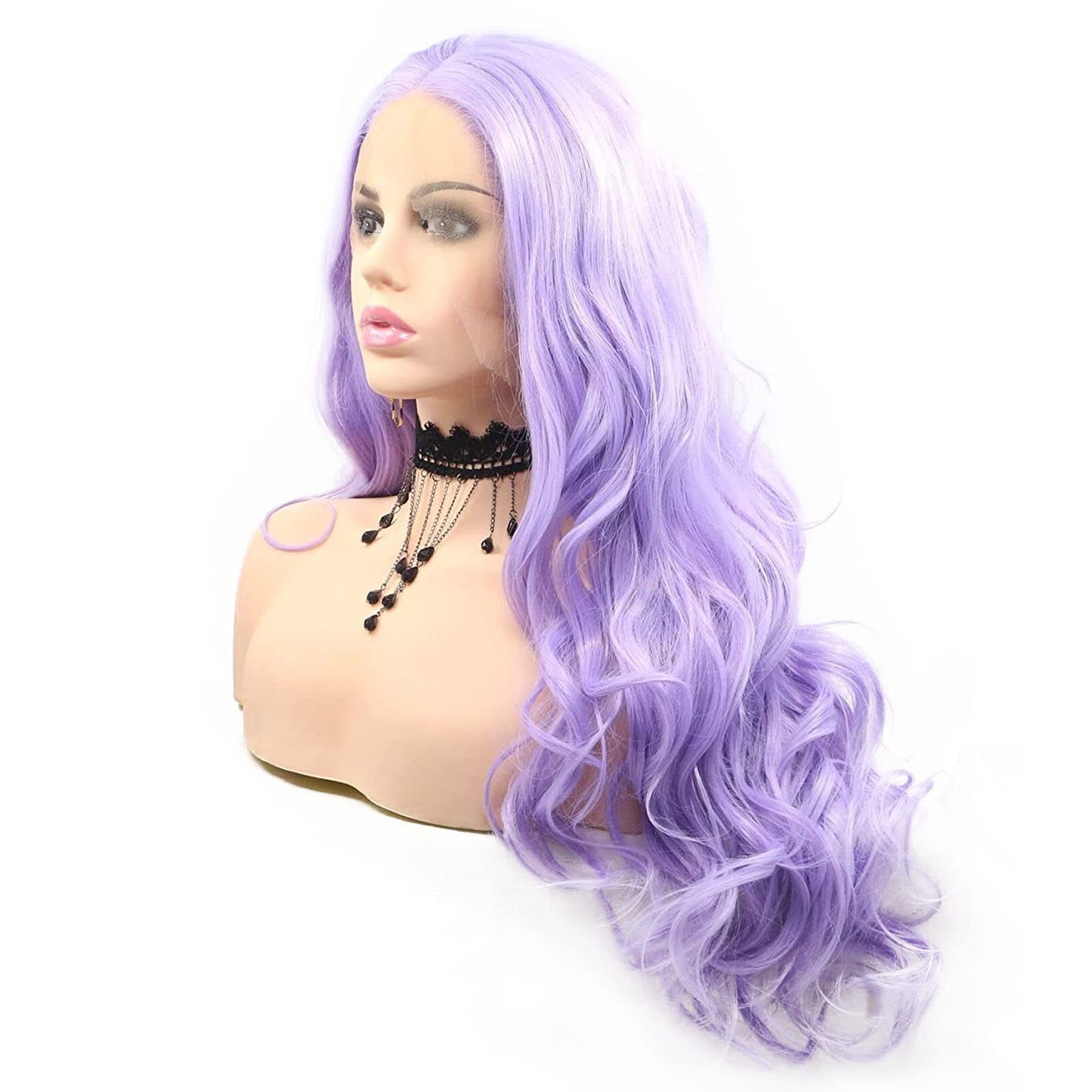 AFBeauty Purple Wig Lace Front Synthetic Hair Long Heat Resistant Wavy Middle Part Wigs for Women Natural Hairline Lilac Lavender Colour 22 Inches Hand Tied Lace Wig Drag Queen Cosplay Daily