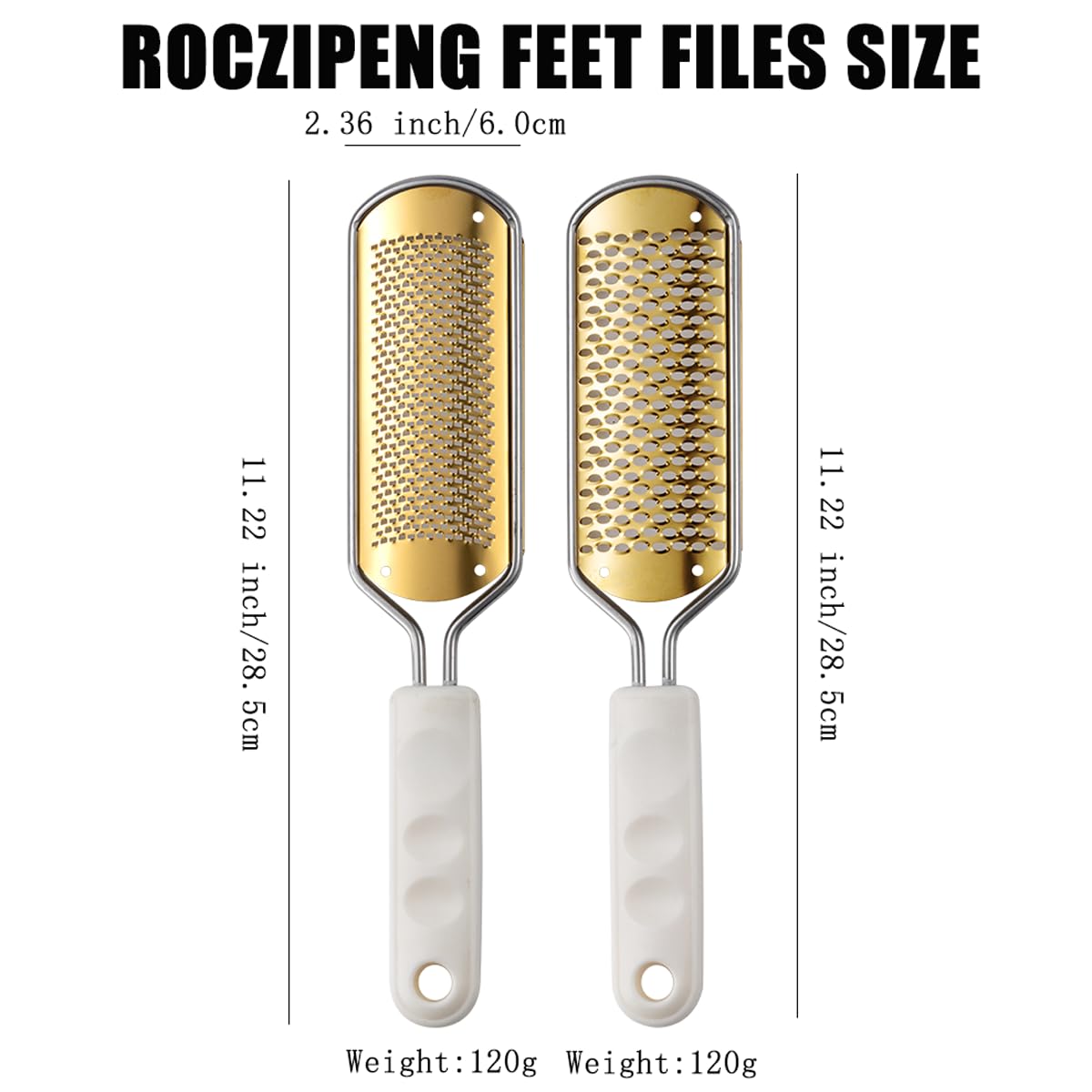 White Foot File Callus Remover, Foot File for Feet – Professional Pedicure Tool for Dead Skin Removal & Cracked Heels – Ultimate Stainless Steel Foot Scrubber for Soft, Healthy Feet