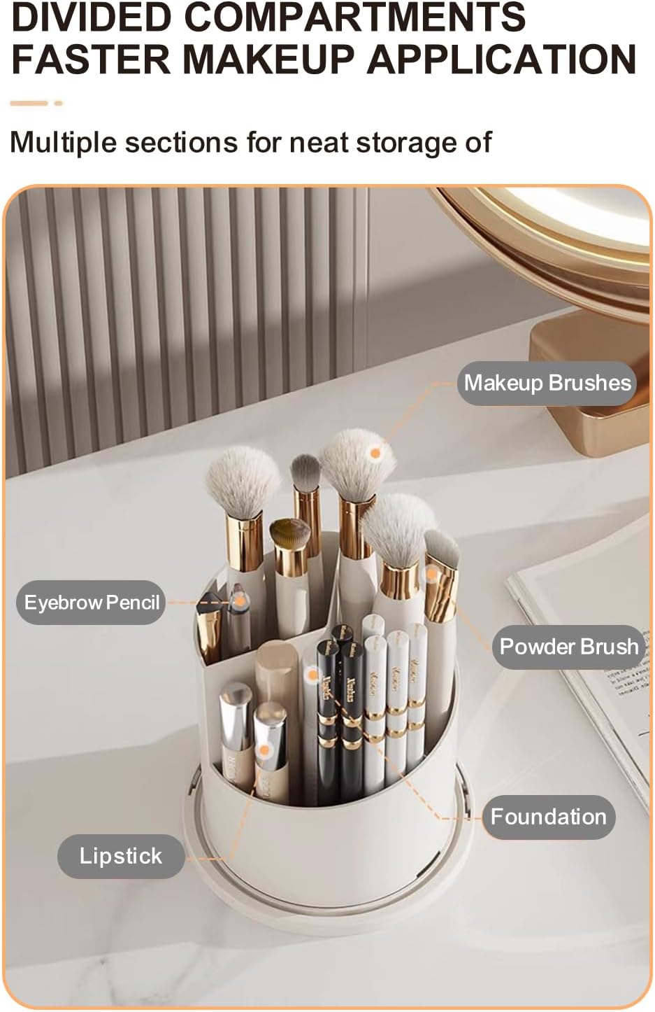 Makeup Brush Holder - 360° Rotating Clear Organizer | Dustproof & Waterproof, Green
