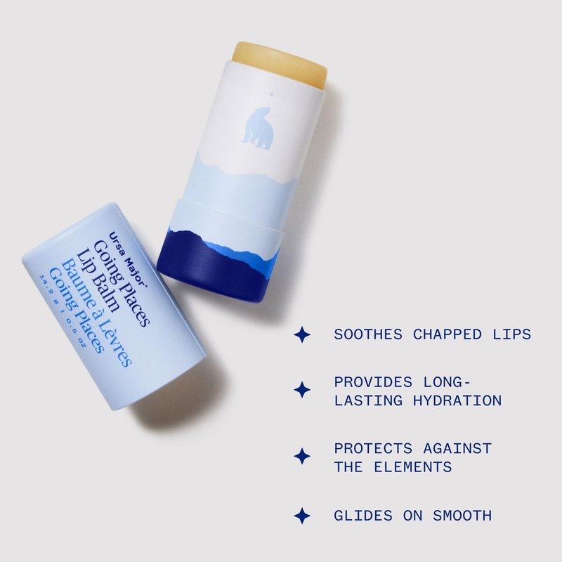 Ursa Major Going Places Lip Balm | Natural Lip Moisturizer for Cracked and Dry Lips | Hydrate, Soothe and Protect | Recyclable Cardboard Tube | 0.5 oz | 2-Pack