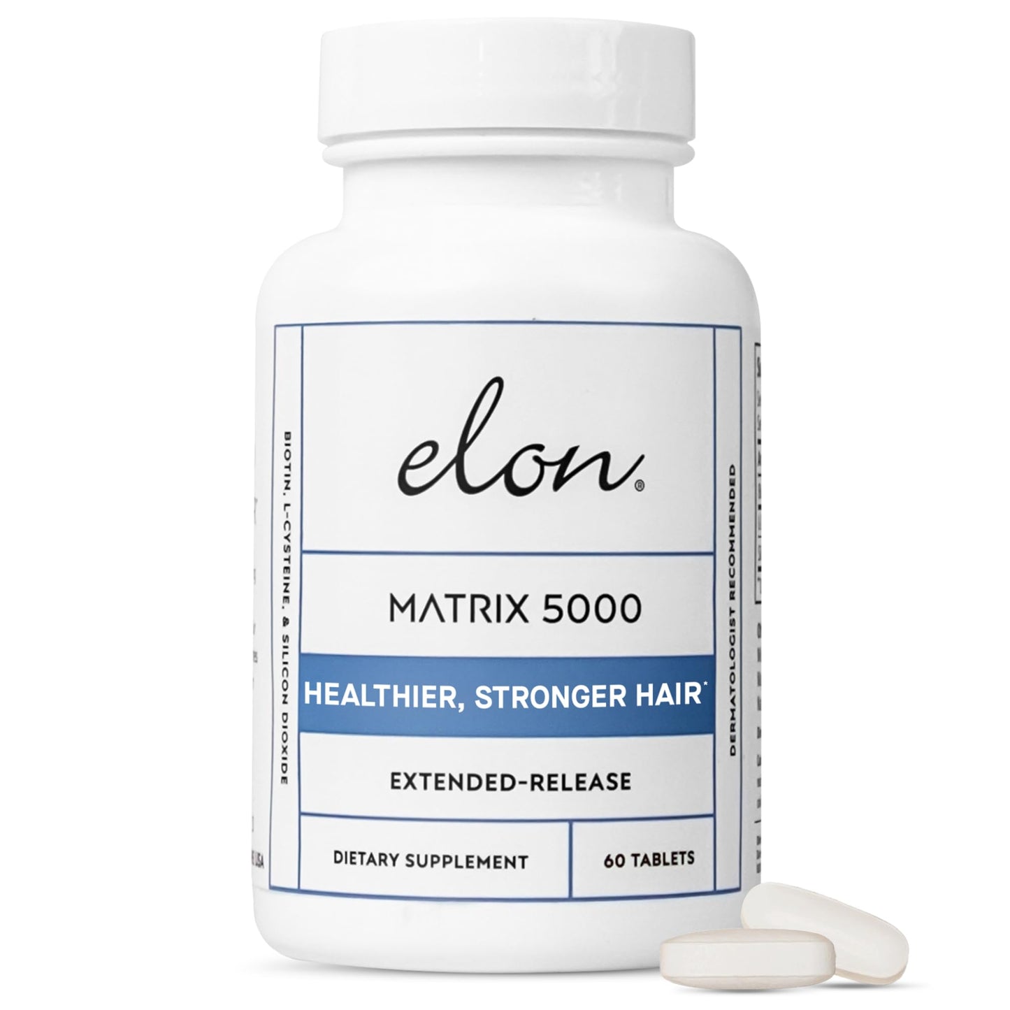 Elon Matrix 5000 - Biotin 5000mcg Vitamins for Hair Growth w/Extended Release - Promotes Healthy & Strong Hair & Nails - (60 Day Supply)