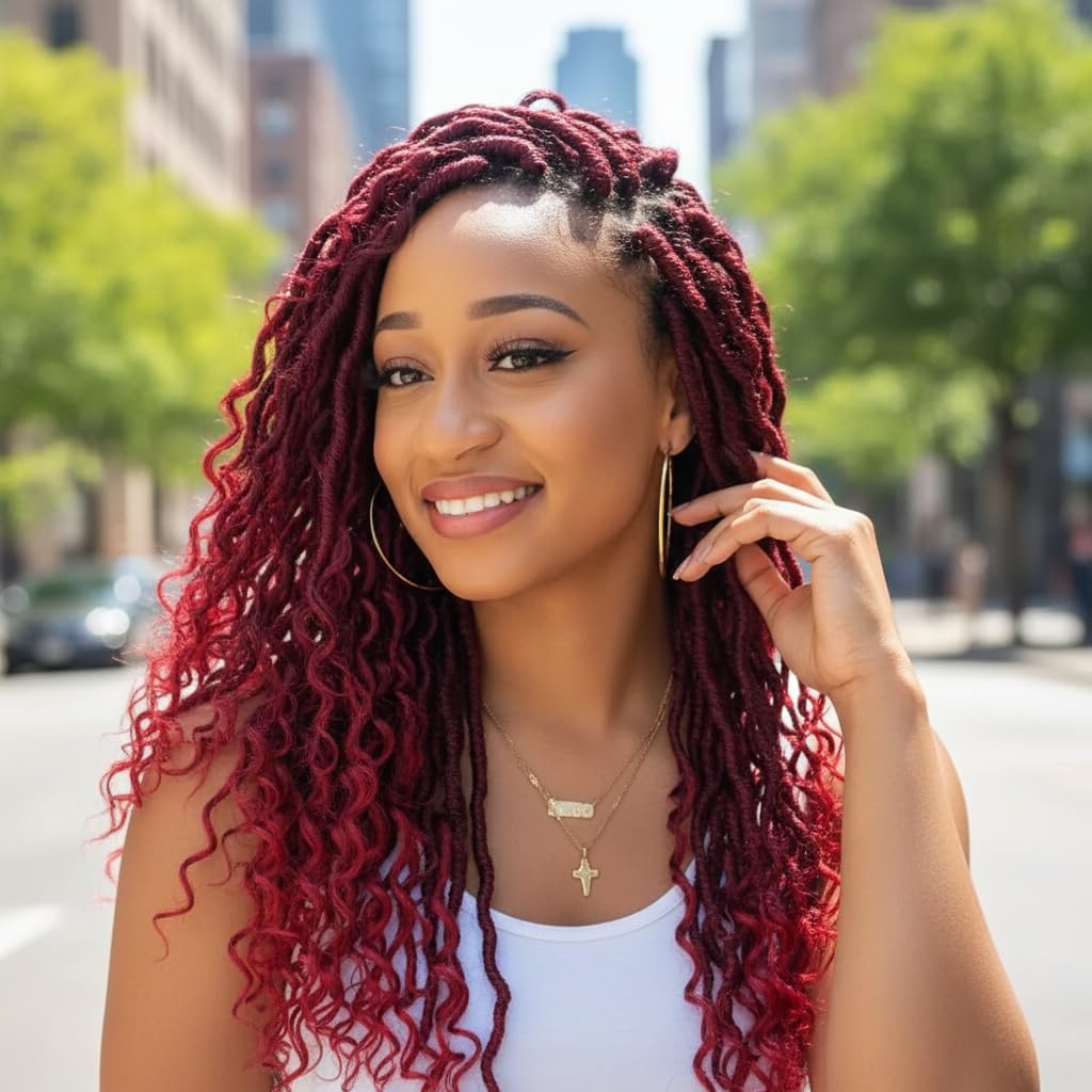 Fulcrum Goddess Locs Crochet Hair 18 Inch, 8 Packs New Faux Locs Crochet Hair for Black Women, Crochet locs with Curly Ends (18Inch (Pack of 8), TBUG#)