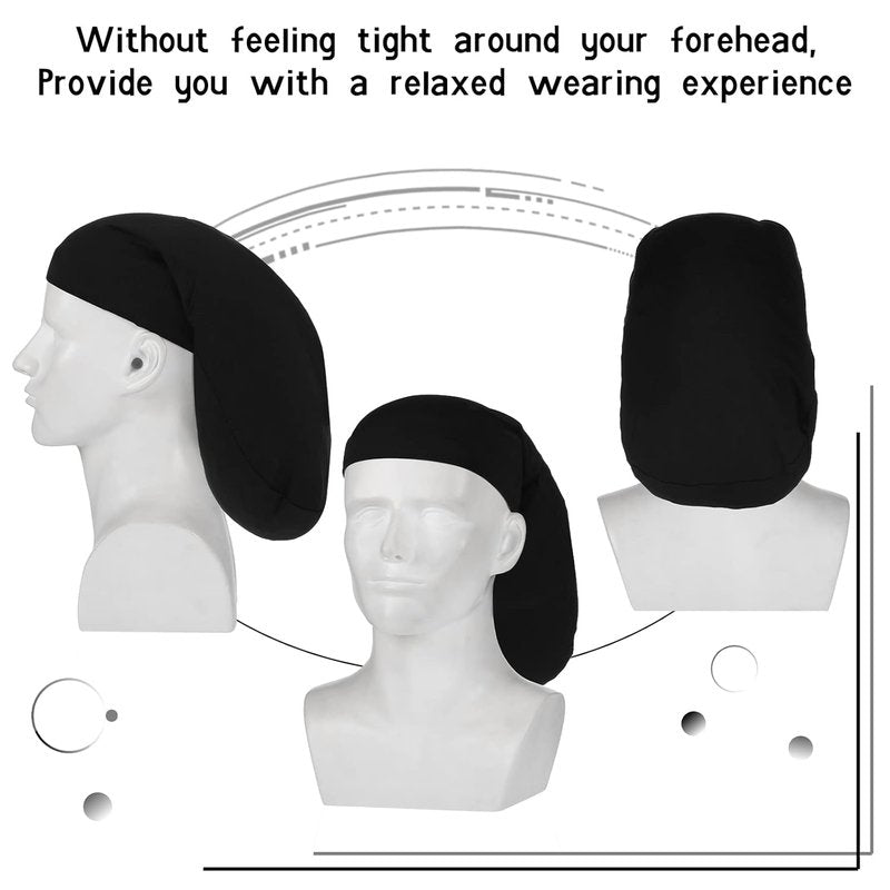 Dreadlock Cap Set - 6 Unisex Jumbo Night Shower Bonnets for Long Hair | Colorful Accessories