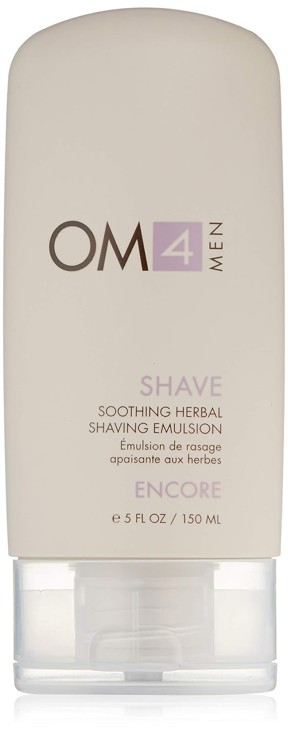 Organic Male OM4 Shave - Soothing Herbal Shaving Emulsion | All-in-One Preshave Oil & Cream for Men